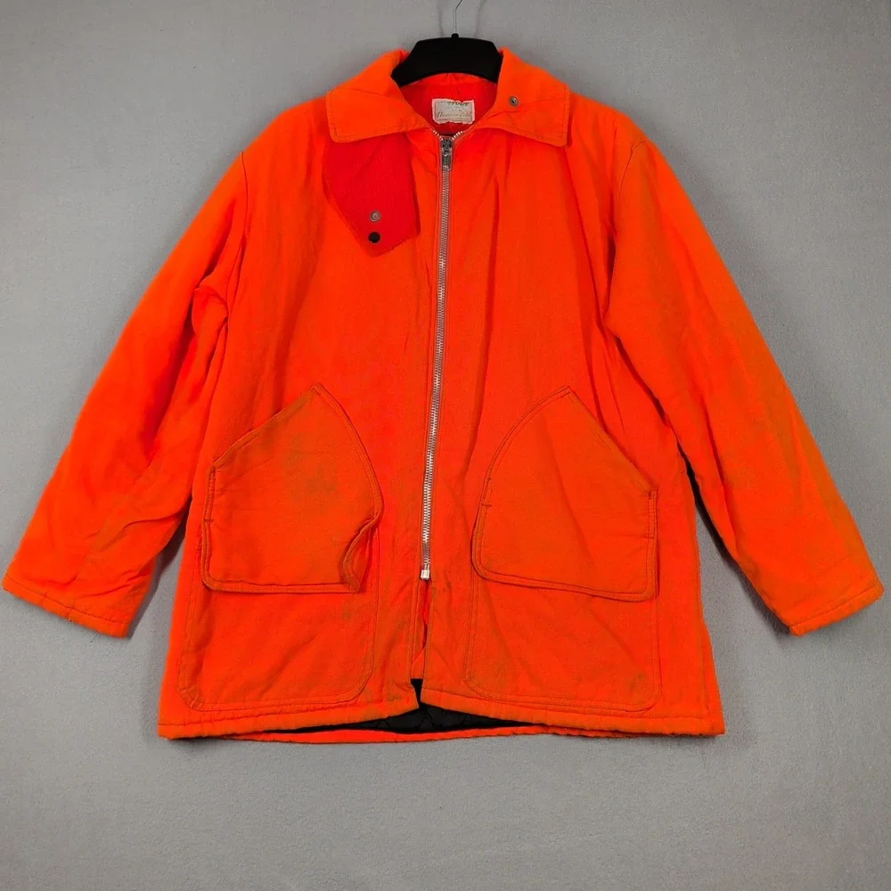 Vintage American Field Jacket Mens L Orange Drybak‎ Hunting